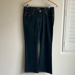 Seven7 Boot Cut Dark Wash Low Rise Denim Jeans Size 32